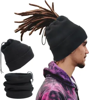 Ababalaya Unisex Knit Rasta Beanie Unisex Open Turban Beanies Winter Hats for Dreadlock Hair Wraps for Men Women