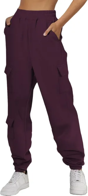 Aleumdr Womens Sweatpants Cargo Joggers Baggy Sweat Fall Pants Athletic Cotton Fleece Lined Casual Pants with Pockets