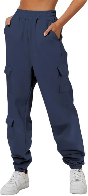 Aleumdr Womens Sweatpants Cargo Joggers Baggy Sweat Fall Pants Athletic Cotton Fleece Lined Casual Pants with Pockets