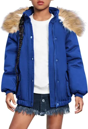 Arshiner Kids Girls Winter Coats Warm Thick Padded Hooded Fleece Lined Puffer Parka Jacket