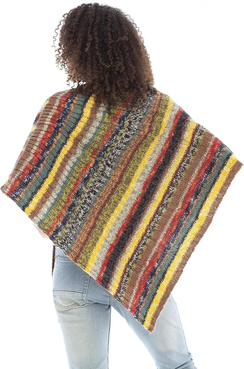 Back From Bali Womens Cable Knit Poncho Sweater Cape Boho Soft Casual