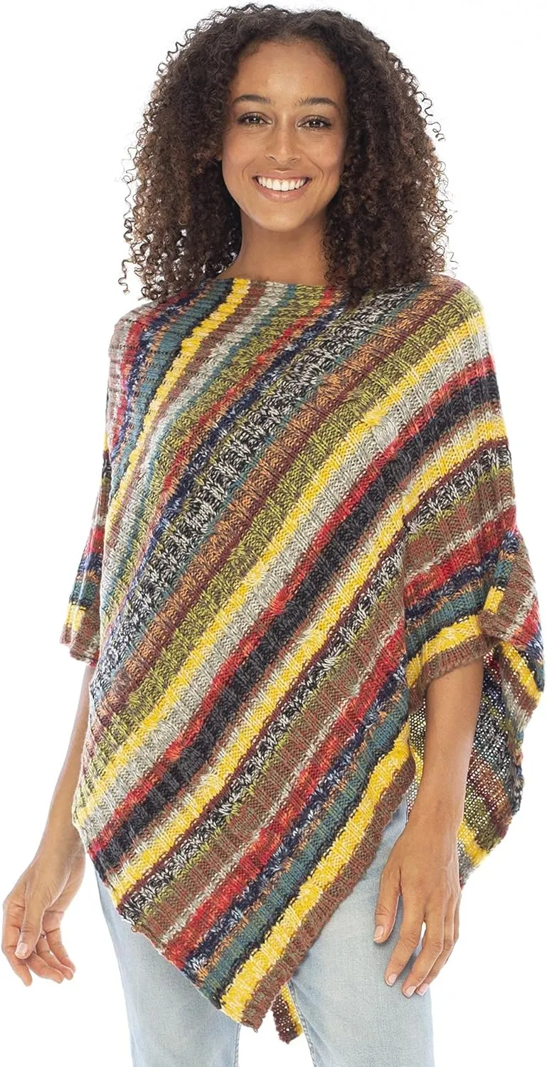 Back From Bali Womens Cable Knit Poncho Sweater Cape Boho Soft Casual