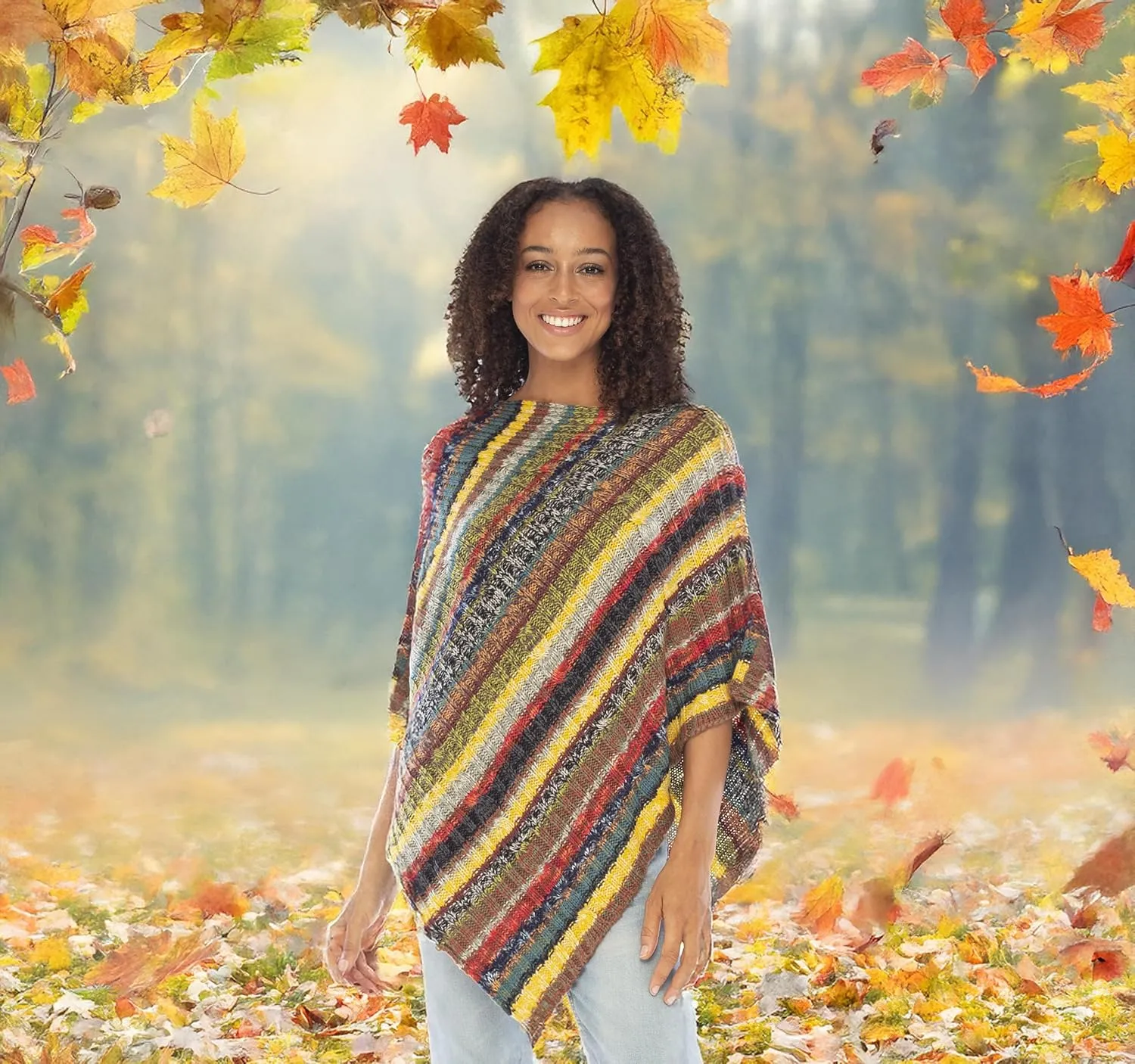 Back From Bali Womens Cable Knit Poncho Sweater Cape Boho Soft Casual