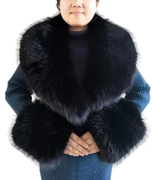 Eosxrp Faux Fur Collar Cuffs Set Warm Fake Fur Scarf Winter Women Fluffy Large Shawl Furry Scarves