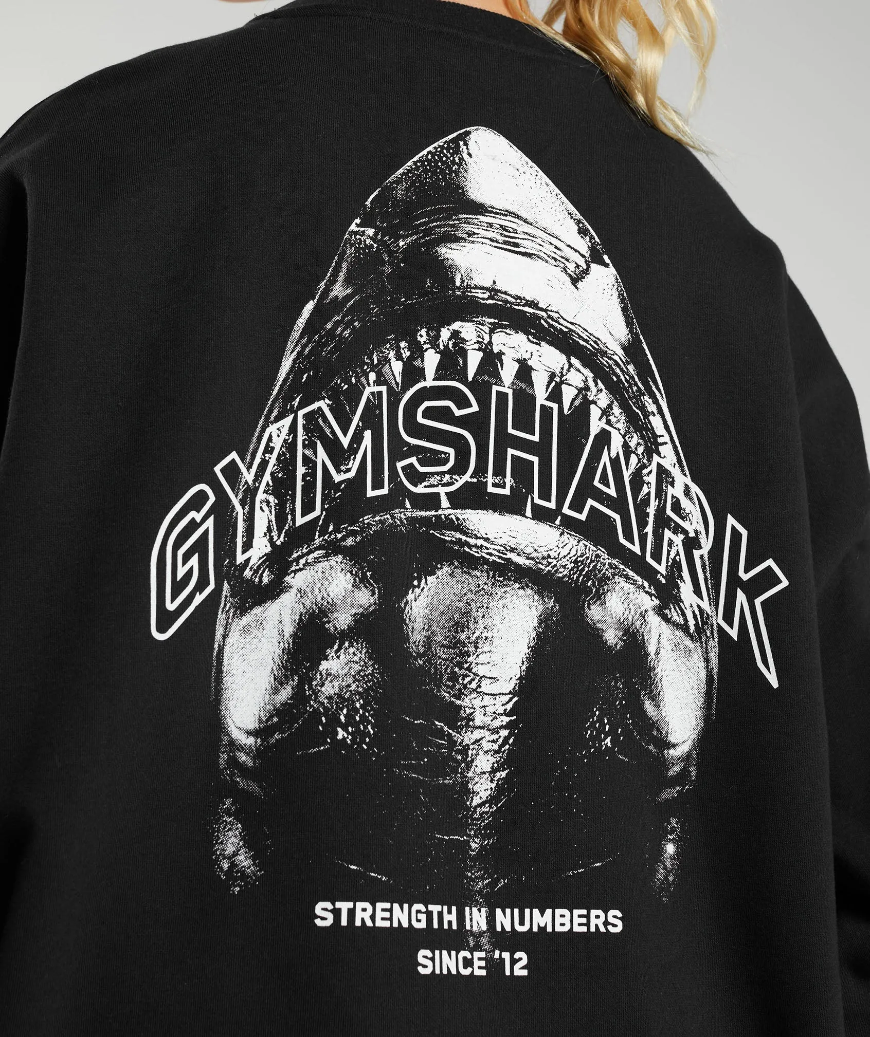 Gymshark Shark Attack Oversized Sweatshirt - Black